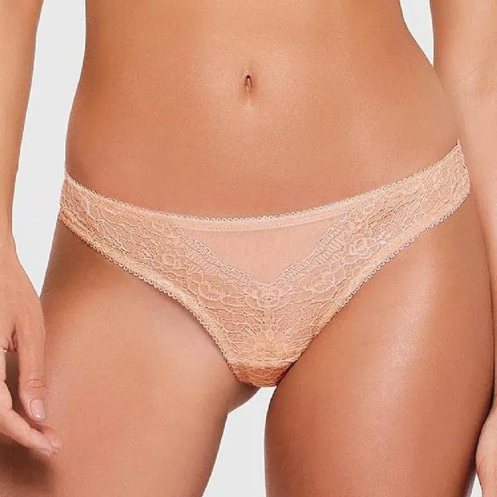 Valisere - Black Friday - Calcinha Tanga Em Renda Champagne
