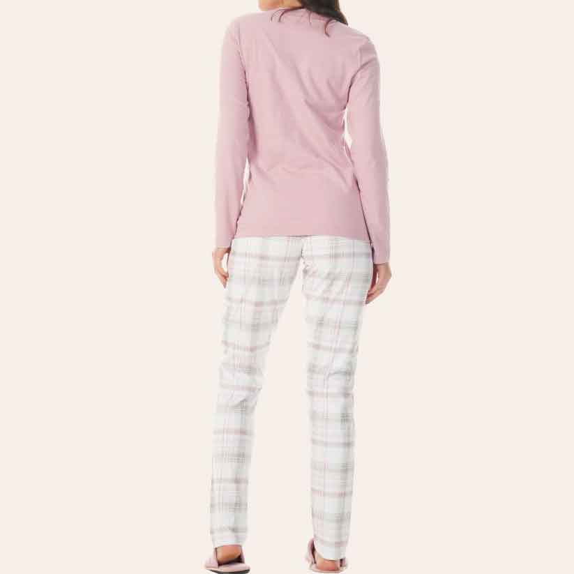 Bela Notte - Pijama Feminino Manga Longa Com Calça Comprida Em Meia Malha
