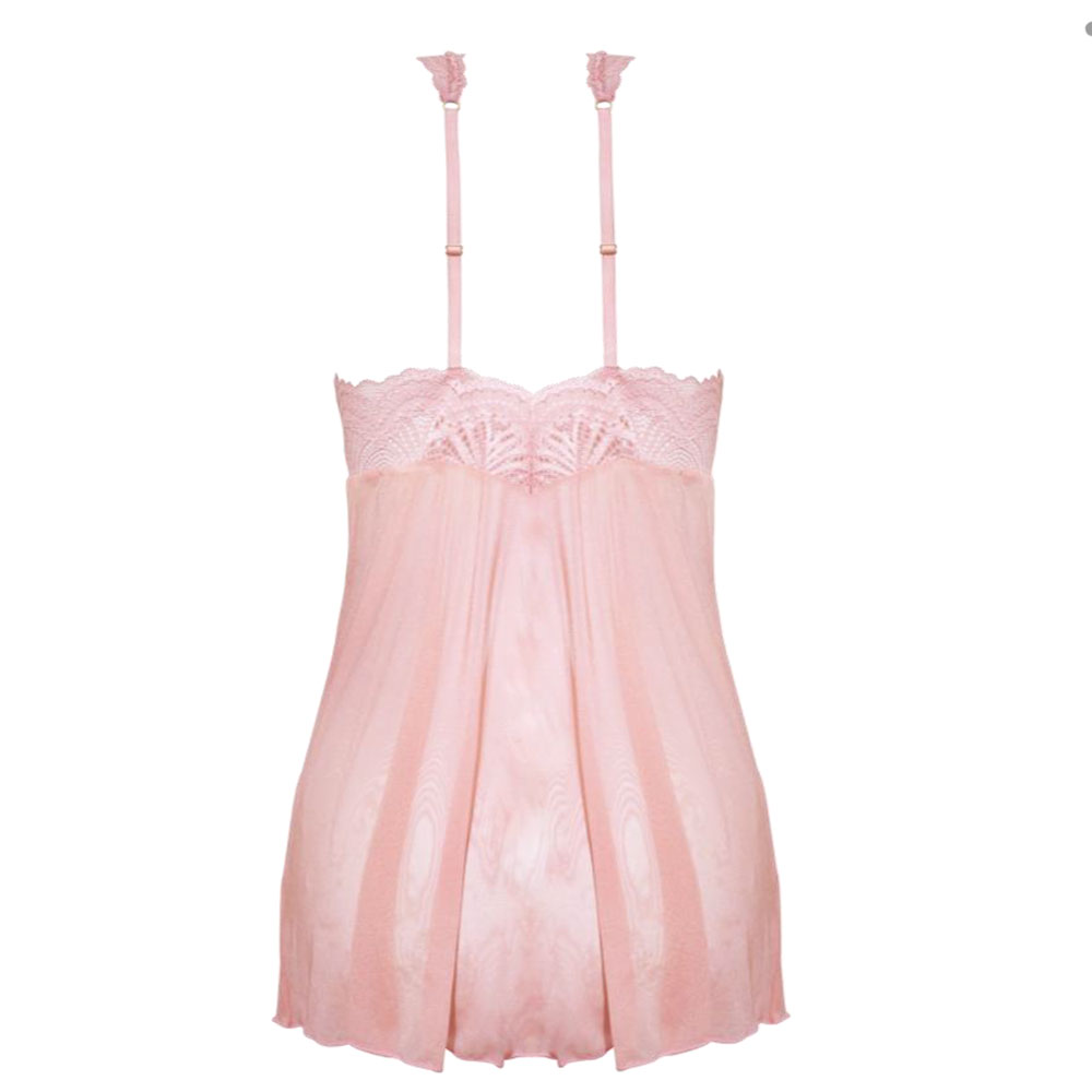Gracious - Coleção Soneto - Camisola Com Vértice Alto, Em Tule E Renda